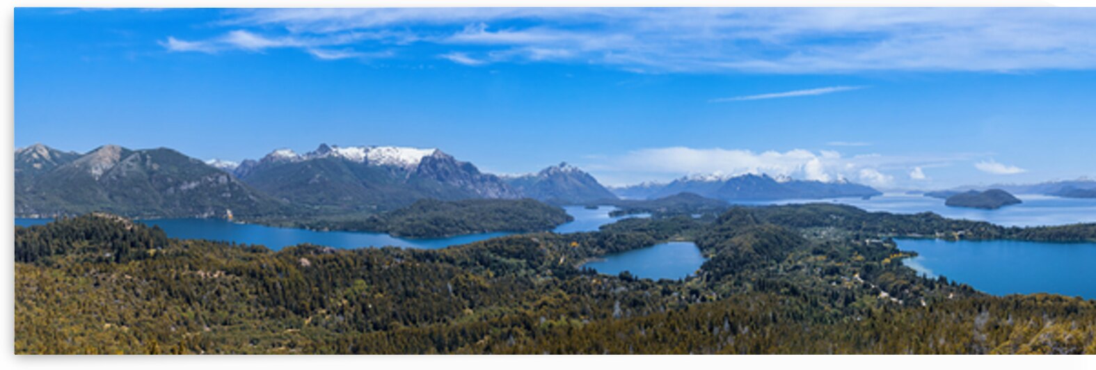 Argentina Patagonia scenic panoramic landscapes of Isla Victoria and Andes from Cerro Campanario by Elijah Lovkoff