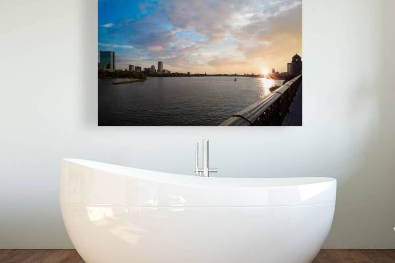 USA Panoramic view of Boston skyline and downtown from Longfellow bridge over Charles River by Elijah Lovkoff