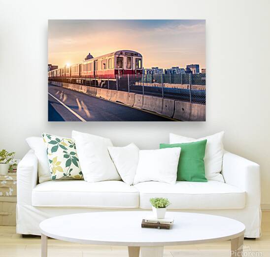 Boston subway lines train crossing Longfellow bridge over sceni by Elijah Lovkoff