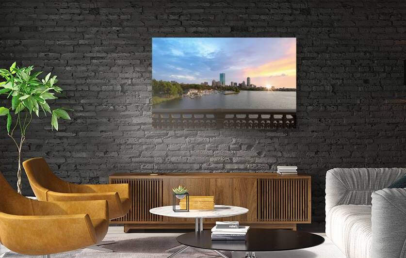 USA Panoramic view of Boston skyline and downtown from Longfellow bridge over Charles River by Elijah Lovkoff