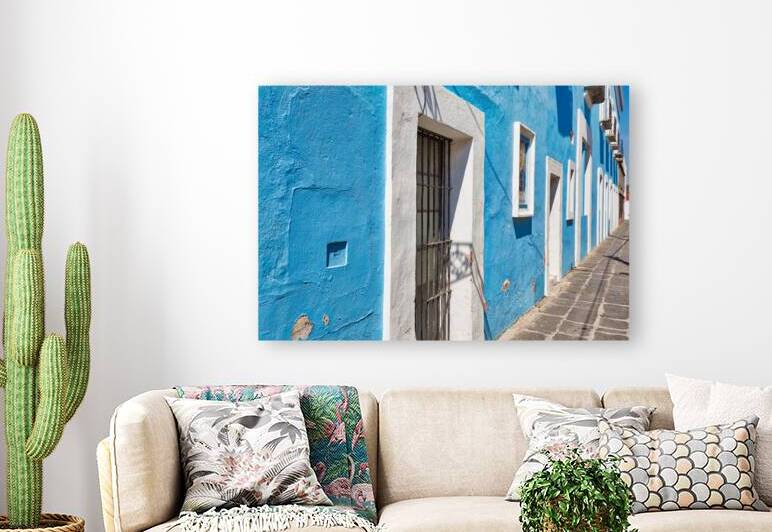 Colorful Puebla streets in Zocalo historic city center by Elijah Lovkoff