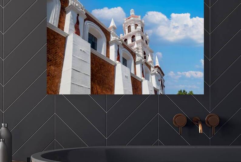 Colorful Puebla streets and colonial architecture in Zocalo historic city center by Elijah Lovkoff