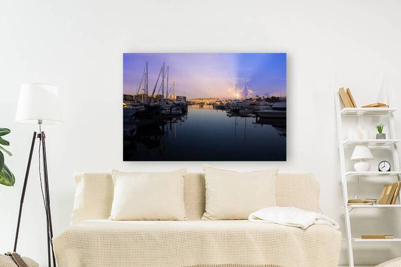 Mexico Panoramic view of Marina and yacht club in Puerto Vallarta at sunset by Elijah Lovkoff