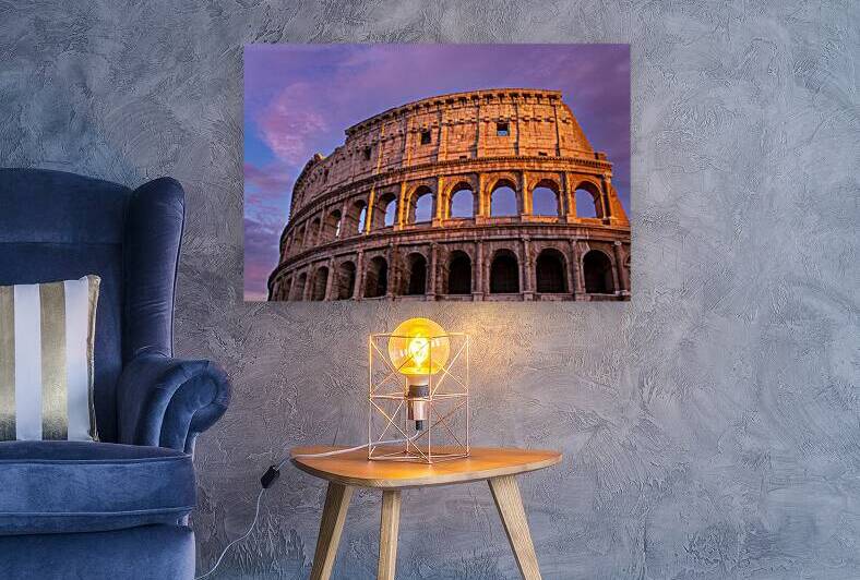 Famous Coliseum Colosseum of Rome at early sunset by Elijah Lovkoff