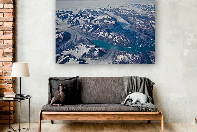 Aerial view of scenic Greenland Glaciers and icebergs by Elijah Lovkoff