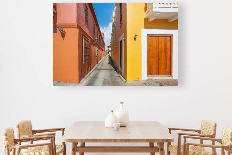 Colombia Scenic colorful streets of Cartagena in historic Getsemani district near Walled City Ciudad Amurallada by Elijah Lovkoff