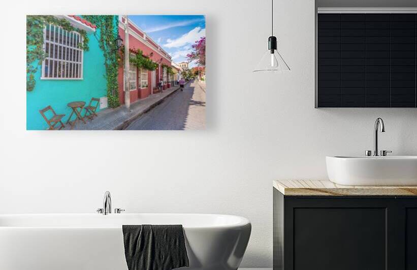 Colombia Scenic colorful streets of Cartagena in historic Getsemani district near Walled City Ciudad Amurallada by Elijah Lovkoff