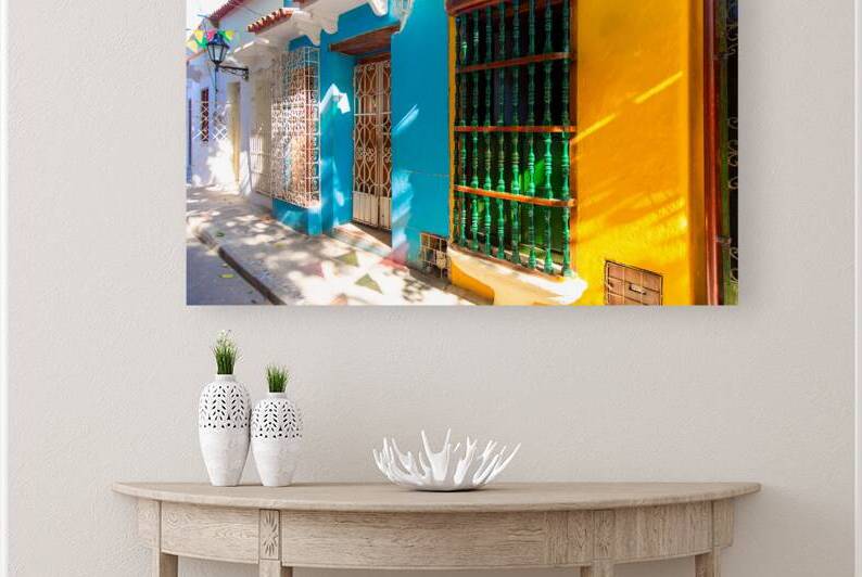 Scenic colorful streets of Cartagena in historic Getsemani district near Walled City Ciudad Amurallada by Elijah Lovkoff