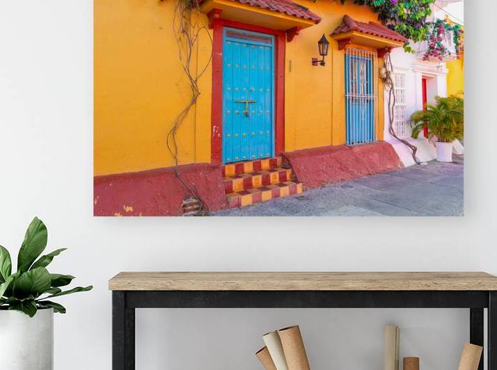 Scenic colorful streets of Cartagena in historic Getsemani district near Walled City Ciudad Amurallada by Elijah Lovkoff