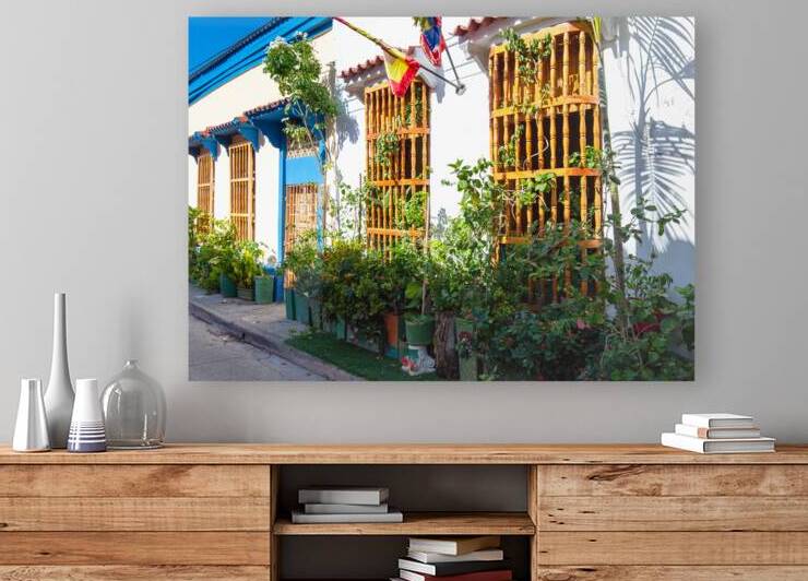 Colombia Scenic colorful streets of Cartagena in historic Getsemani district near Walled City Ciudad Amurallada a UNESCO world heritage site by Elijah Lovkoff