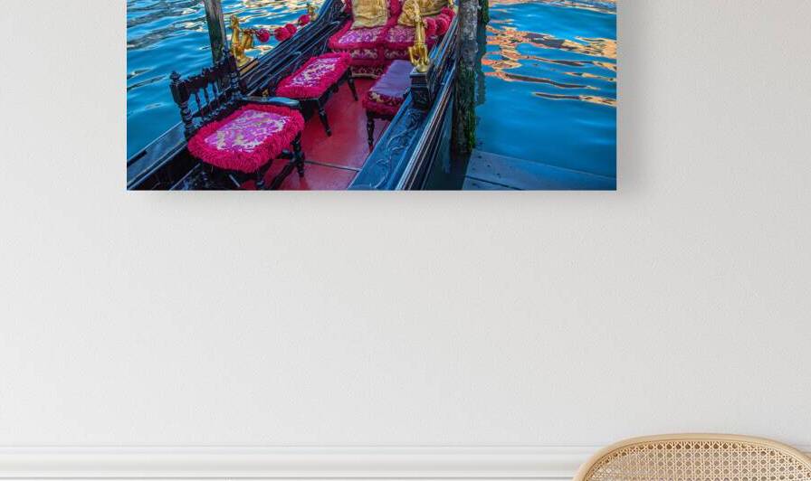 Luxury Gondola waiting for tourists near famous Rialto Bridge in by Elijah Lovkoff