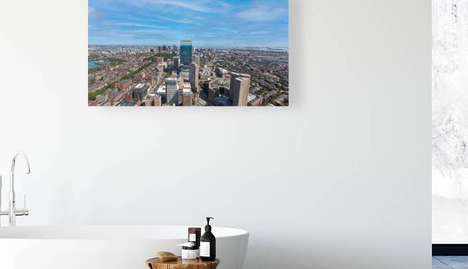 Panoramic aerial view of Boston financial district historic center Beacon Hill and Charles River by Elijah Lovkoff