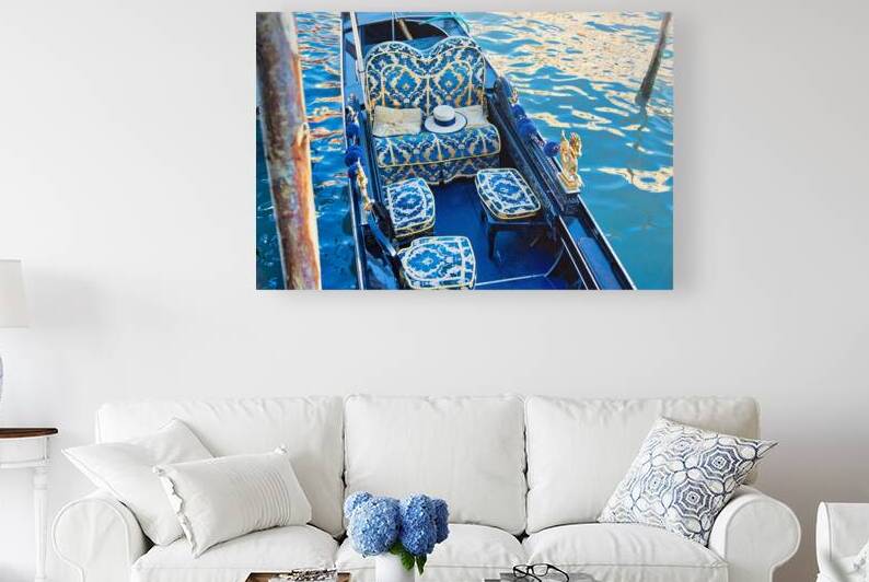 Luxury Gondola waiting for tourists near famous Rialto Bridge in by Elijah Lovkoff