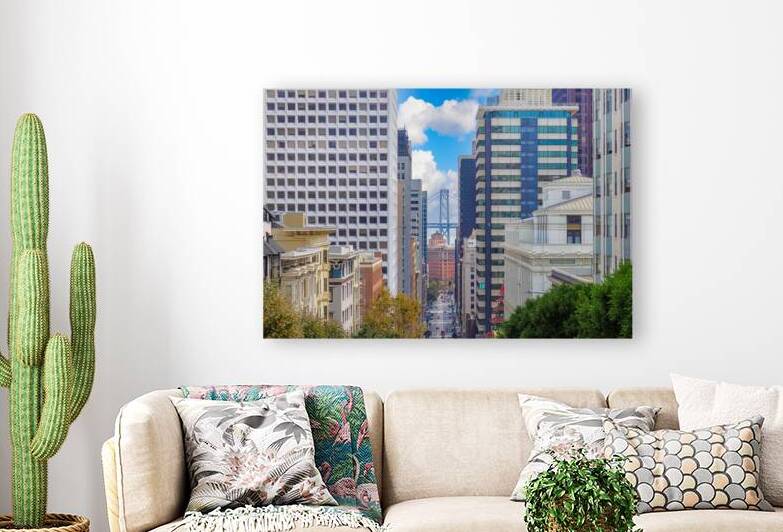 San Francisco California street and cable cars that connect financial district and upper town by Elijah Lovkoff