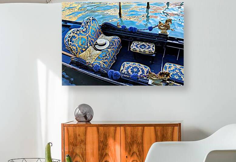 Luxury Gondola waiting for tourists near Rialto Bridge in Venice by Elijah Lovkoff
