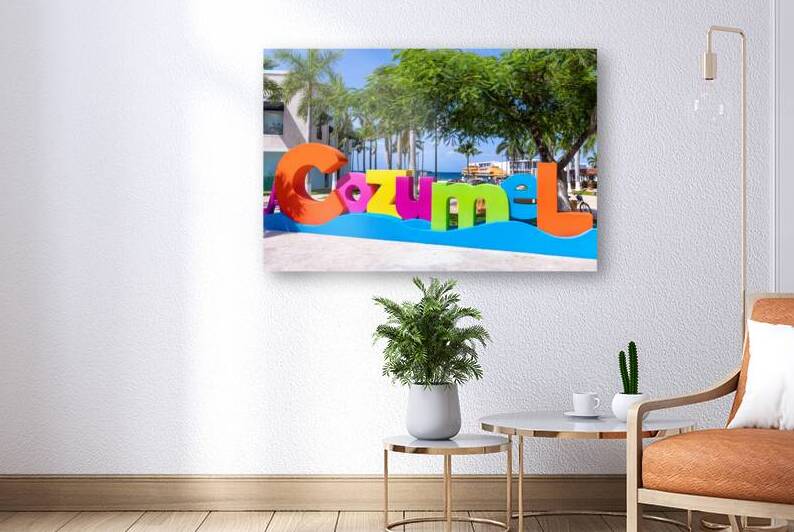 Big Cozumel Letters at the central plaza of San Miguel de Cozumel near ocean Malecon and Cancun ferry terminal by Elijah Lovkoff