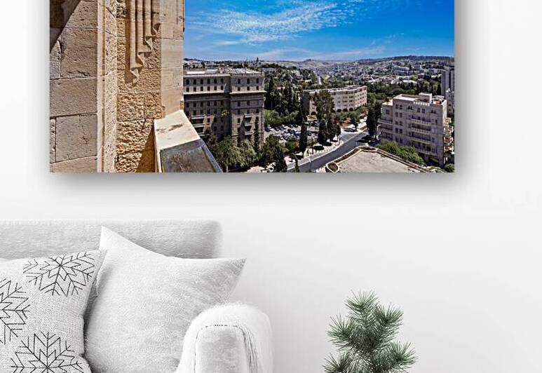 Panoramic skyline view of Jerusalem and arab and jewish neighborhood near historic center by Elijah Lovkoff