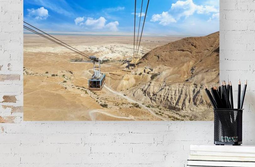 Israel panoramic views from the funicular cable car to Negev Masada Fortress in National Park by Elijah Lovkoff