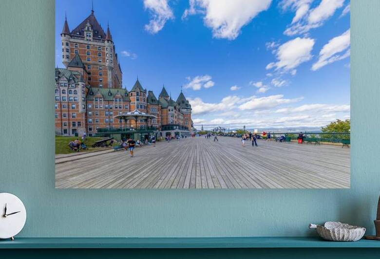 Famous Chateau Frontenac in Quebec historic center located on Dufferin Terrace promenade with scenic views and landscapes of Saint Lawrence River by Elijah Lovkoff