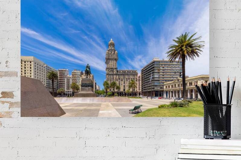 Uruguay Montevideo Independence Square in historic city center a famous tourism attraction by Elijah Lovkoff
