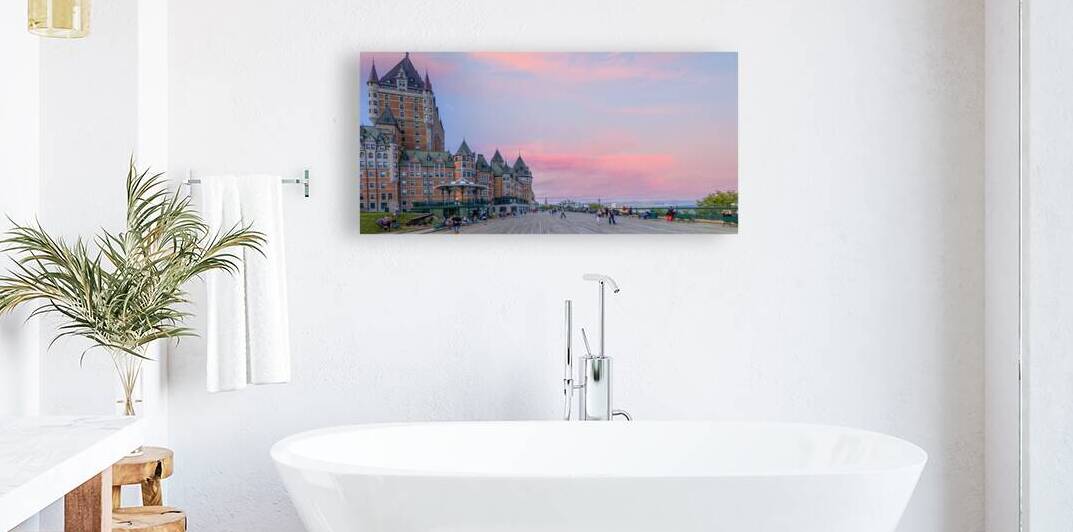 Famous Chateau Frontenac in Quebec historic center located on Dufferin Terrace promenade with scenic views and landscapes of Saint Lawrence River by Elijah Lovkoff
