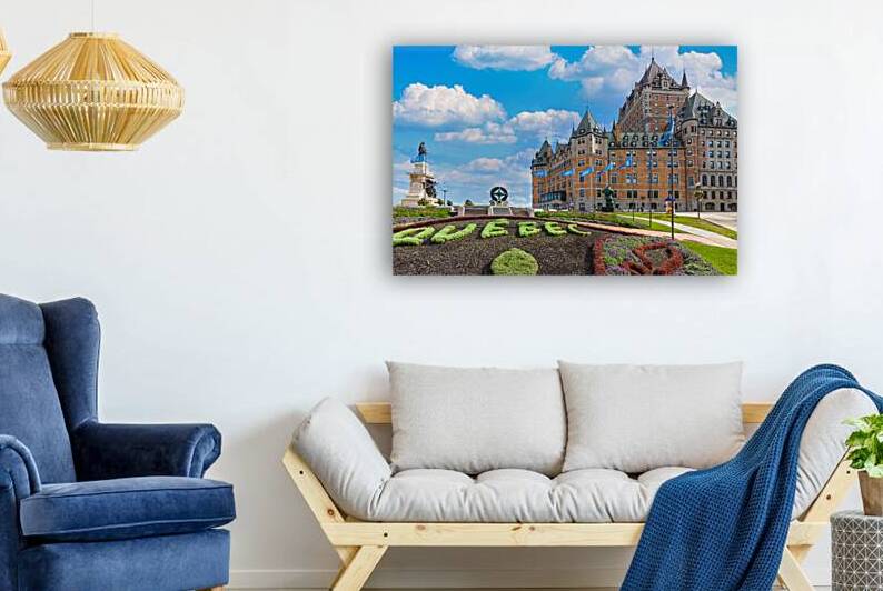 Famous Chateau Frontenac in Quebec historic center located on Dufferin Terrace promenade with scenic views and landscapes of Saint Lawrence River by Elijah Lovkoff