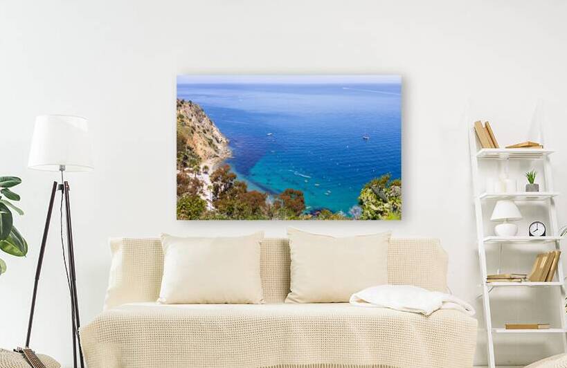 Panoramic view of Catalina Island Bay and Avalon city in California. Famous resorts and travel tourism attraction. by Elijah Lovkoff