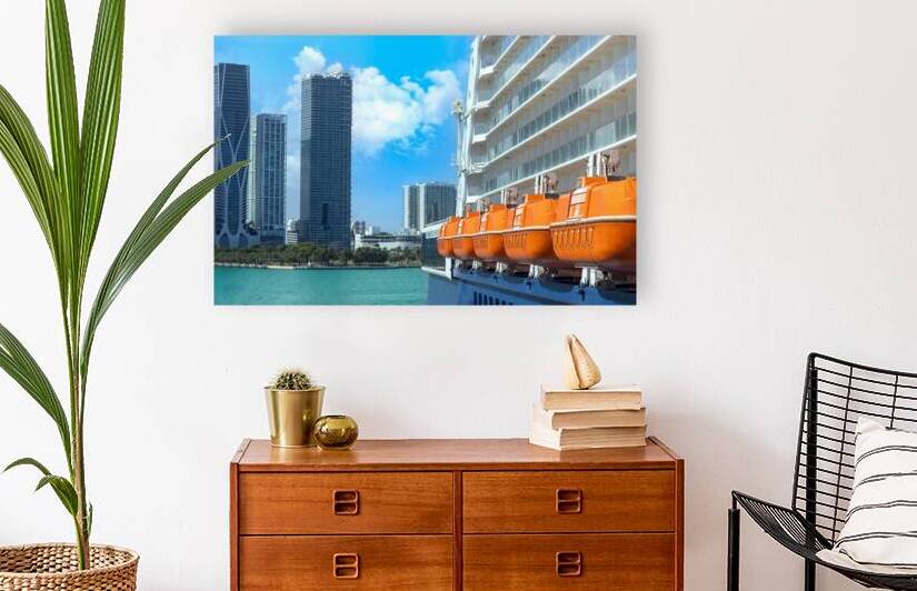 Cruise ship departing to Caribbean vacation from Miami port by Elijah Lovkoff