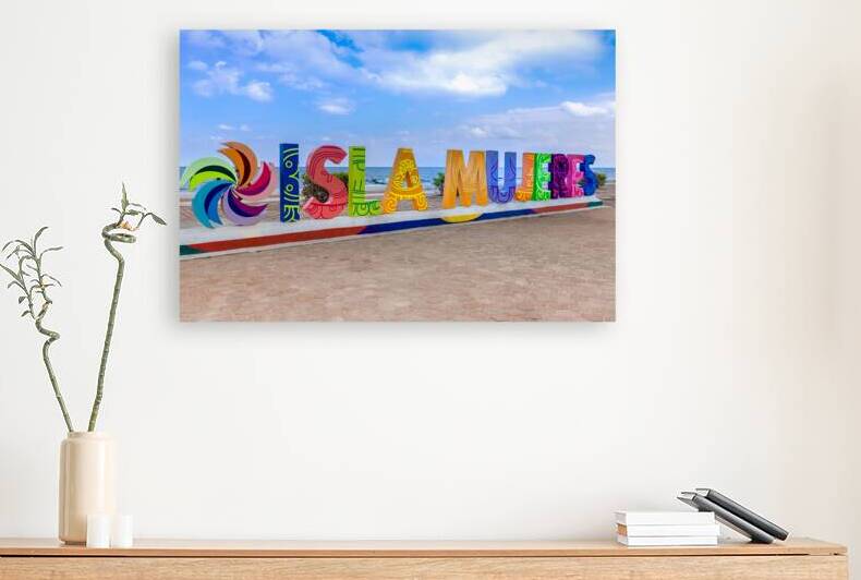 Colorful letters and scenic beaches of the Island Isla Mujeres located across the Gulf of Mexico a short ride on the ferry from Cancun by Elijah Lovkoff