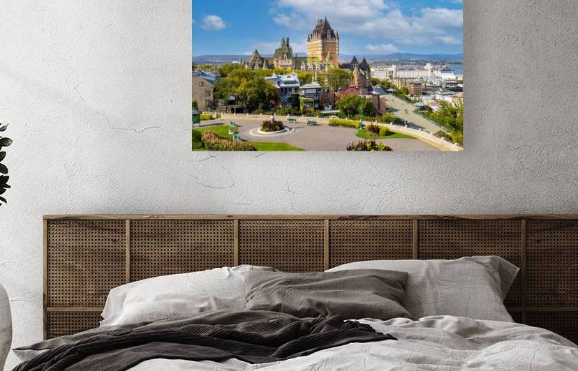 Panoramic view of Chateau Frontenac in Quebec historic center located on Dufferin Terrace promenade with scenic views and landscapes of Saint Lawrence River upper town and Old Port by Elijah Lovkoff