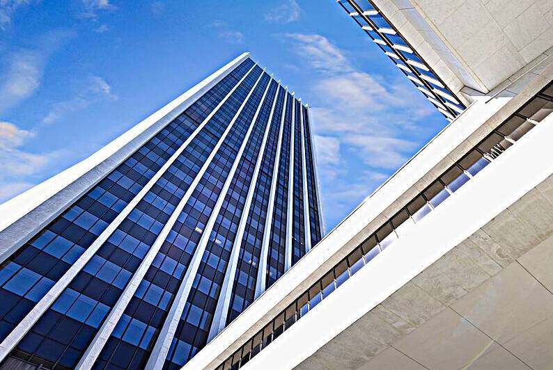 USA streets of Portland city downtown and financial center by Elijah Lovkoff