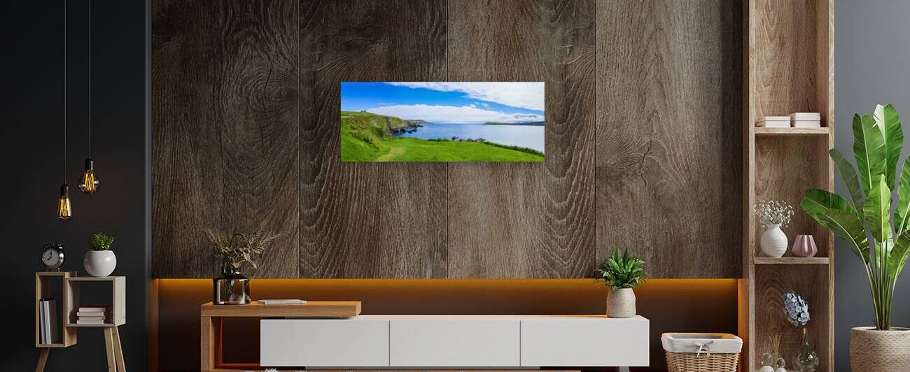Scotland Shetland scenery in England with cliffs ocean views and green pastures by Elijah Lovkoff