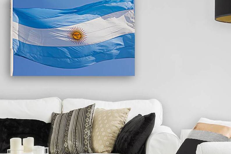 Argentinian Flag near Casa Rosada president office on historic Plaza de Mayo in Buenos Aires by Elijah Lovkoff