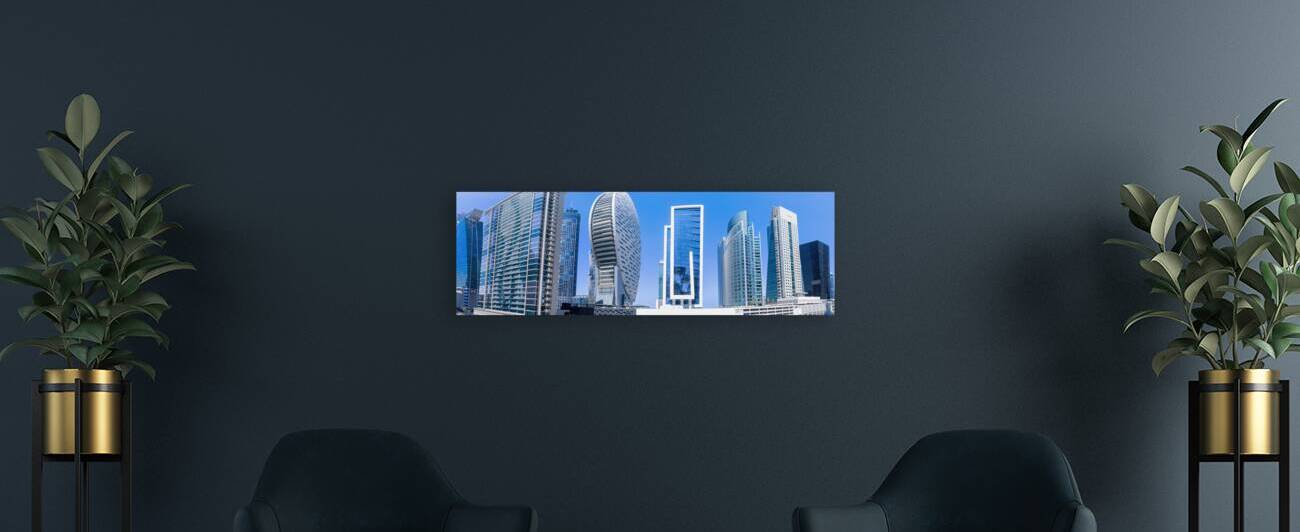 UAE Dubai downtown financial skyline and business shopping center near Dubai Mall by Elijah Lovkoff