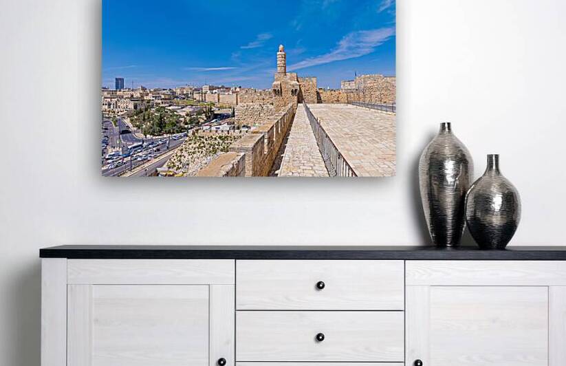 Jerusalem Israel scenic ramparts walk over walls of Old City with panoramic skyline views by Elijah Lovkoff