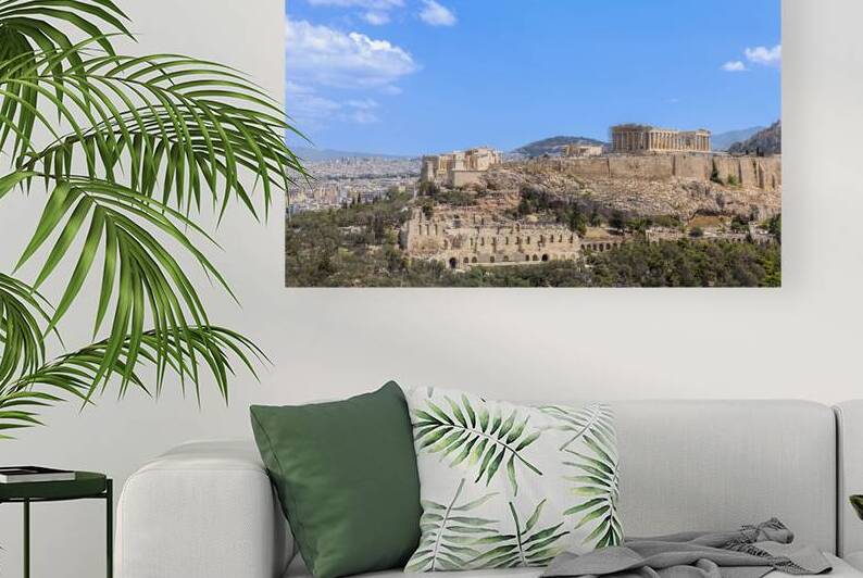 Ancient landmark citadel Acropolis of Athens seen from the Hill of the Muses Philopappos Hill by Elijah Lovkoff