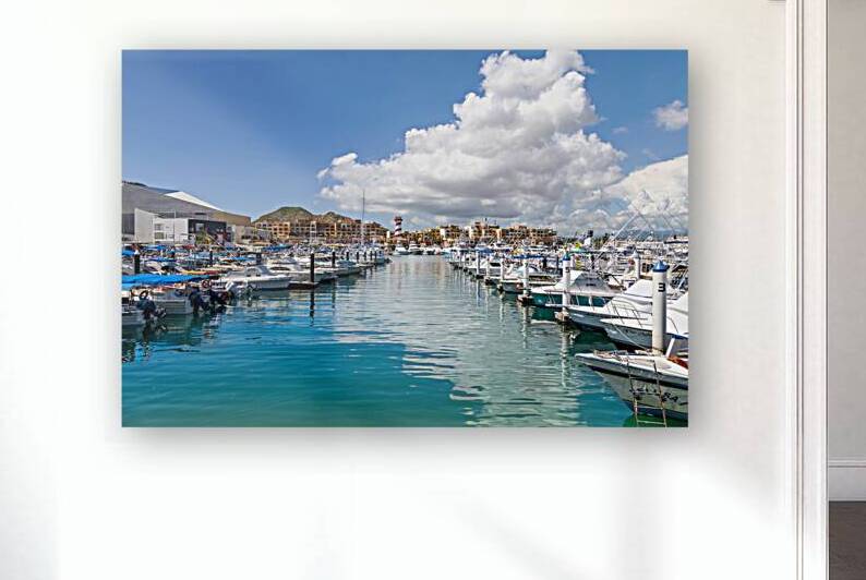 Marina and yacht club area in Cabo San Lucas Los Cabos a departure point for cruises marlin fishing and lancha boats to El Arco Arch and beaches by Elijah Lovkoff