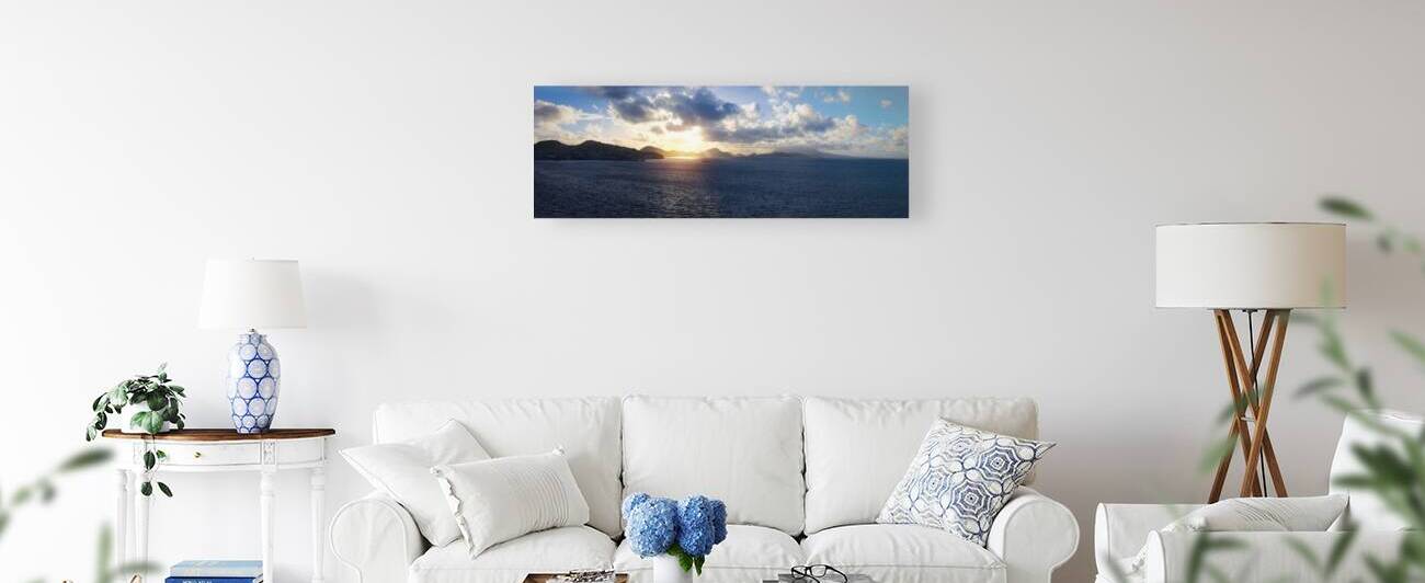 Saint Kitts and Nevis Basseterre scenic panoramic shoreline from cruise ship on Caribbean vacation by Elijah Lovkoff