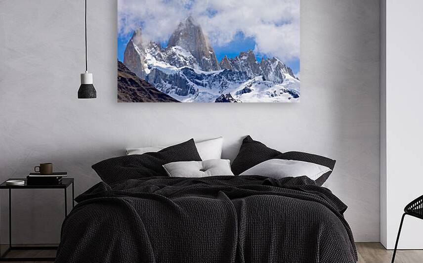 Scenic landscapes of Mount Cerro Fitz Roy in Patagonia near El Chalten El Calafate and lake Capri by Elijah Lovkoff