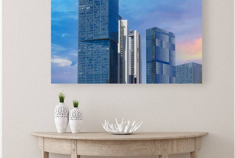 Israel Tel Aviv financial business district skyline includes shopping malls and high tech offices by Elijah Lovkoff