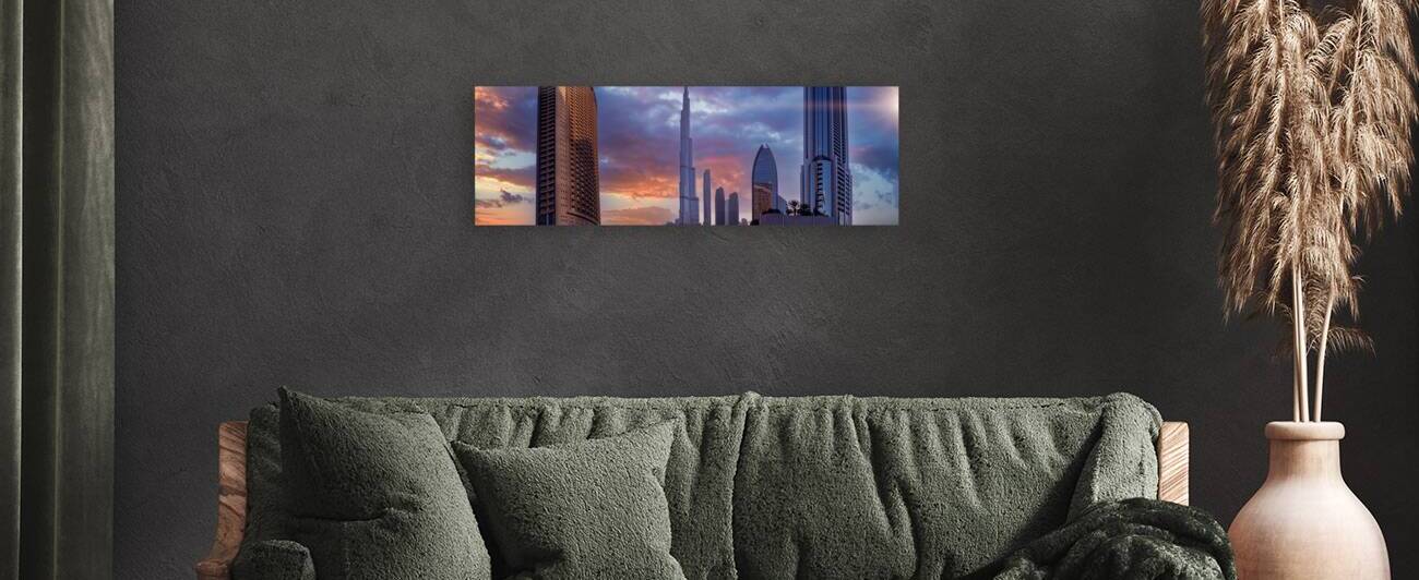 UAE Dubai panoramic skyline view of city downtown and Dubai Mall by Elijah Lovkoff