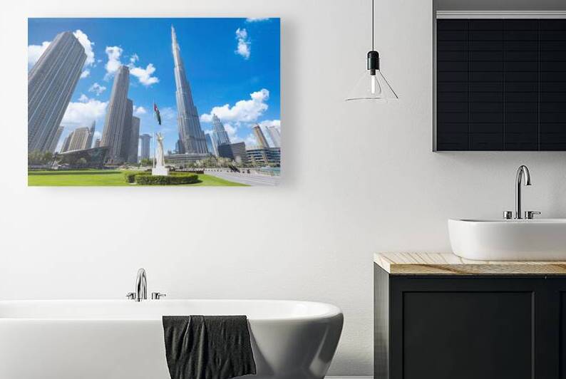 UAE Dubai panoramic skyline view of city downtown and Dubai Mall by Elijah Lovkoff