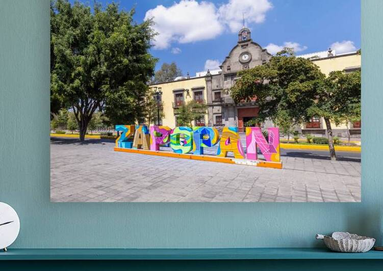 Colorful letters of Zapopan central plaza in historic city cente by Elijah Lovkoff