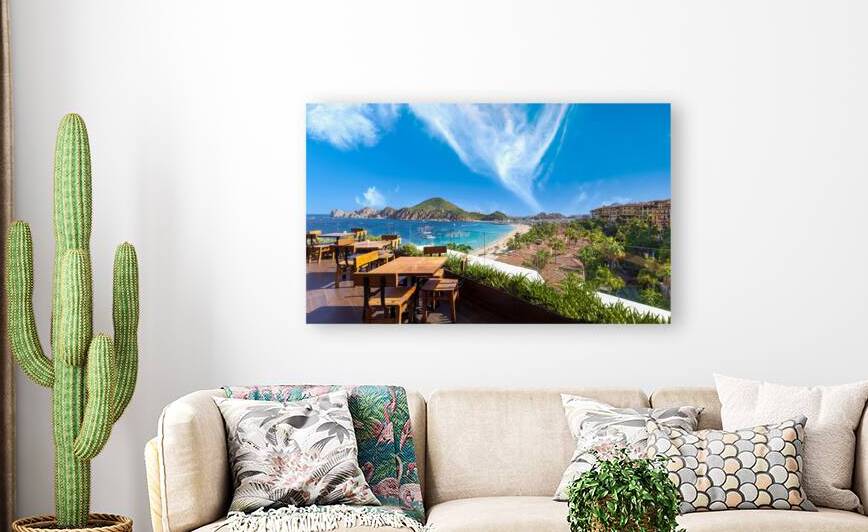 Scenic panoramic aerial view of Los Cabos landmark tourist destination Arch of Cabo San Lucas by Elijah Lovkoff