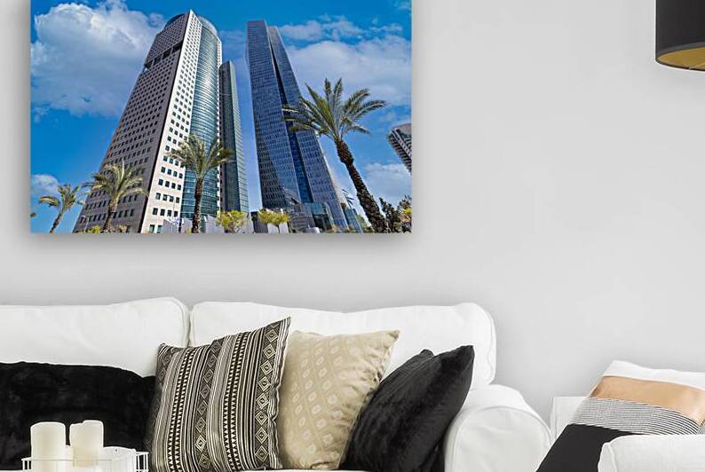 Israel Tel Aviv financial business district skyline includes shopping malls and high tech offices by Elijah Lovkoff