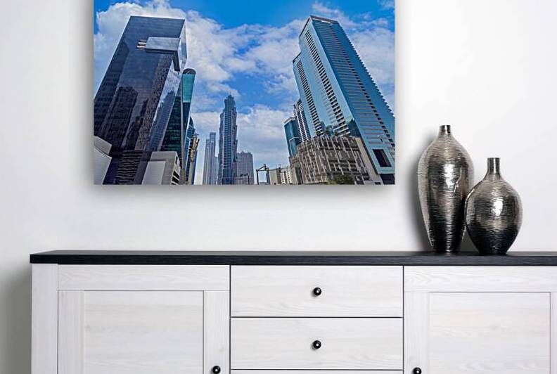 UAE Dubai downtown financial skyline and business shopping center near Dubai Mall by Elijah Lovkoff