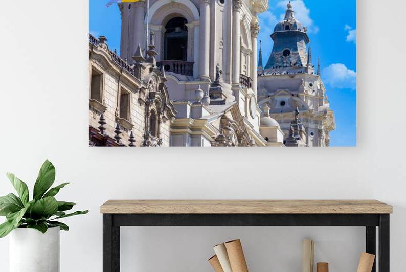 Lima Peru Archbishop Palace on colonial Central plaza Mayor or Plaza de Armas in historic center by Elijah Lovkoff