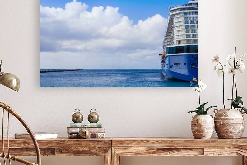 Cruise ship on Sint Maarten island on a Caribbean cruise vacation by Elijah Lovkoff