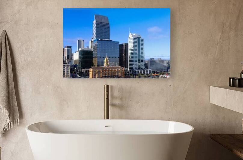 Scenic panoramic views of Auckland skyline and financial downtown city center by Elijah Lovkoff