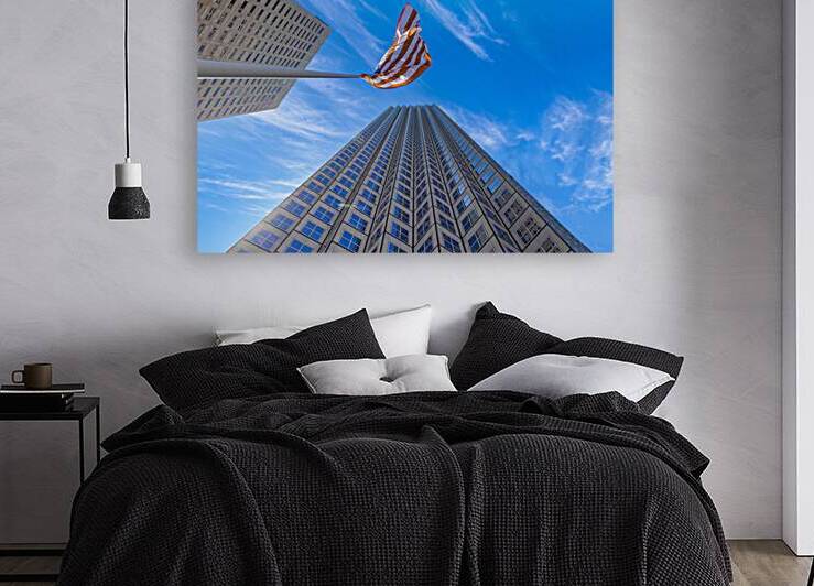 American flag in Miami downtown financial center near Biscayne bay and South beach by Elijah Lovkoff